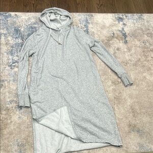 Gray Hooded Long Sleeve Dress